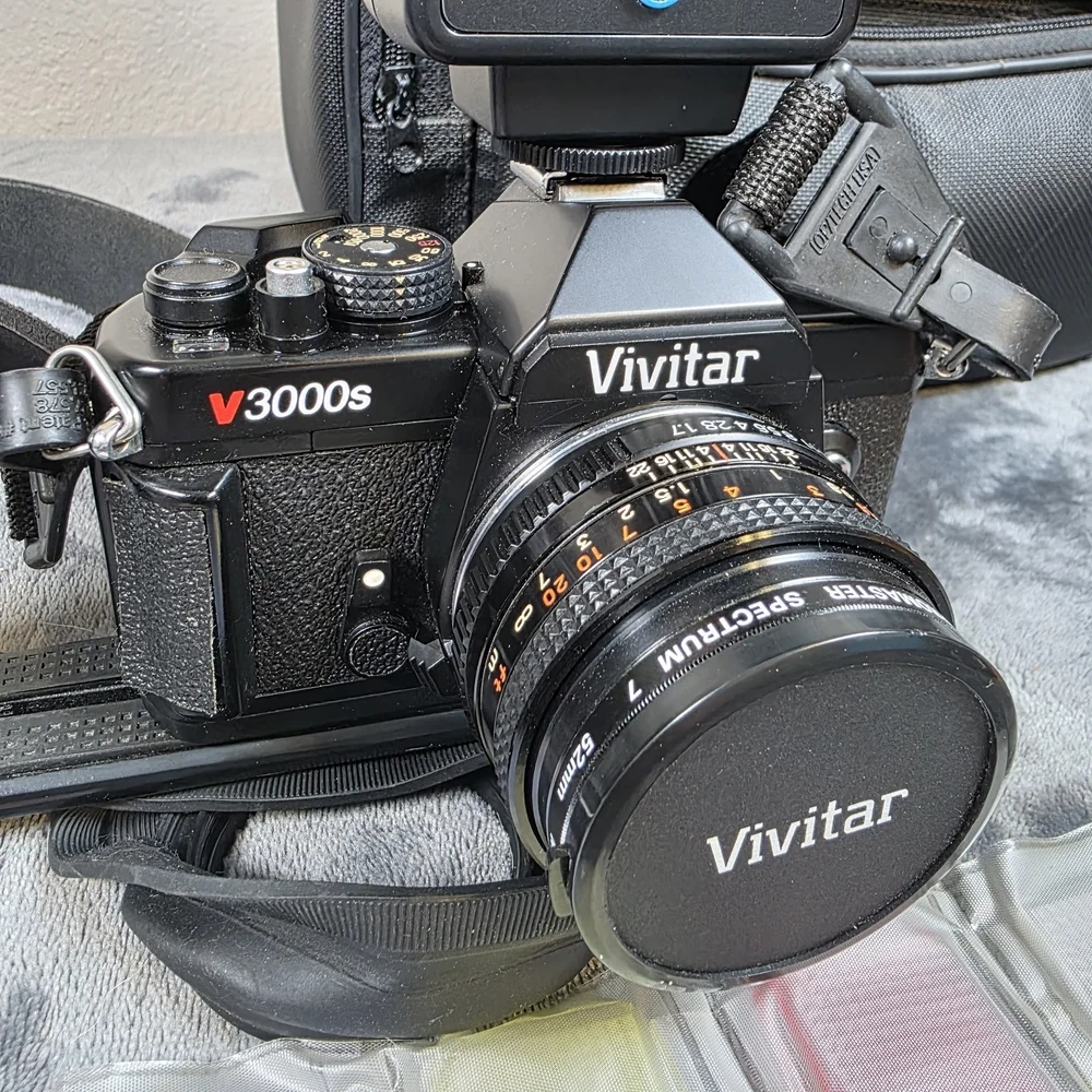 Vivitar V3000S Black Film Camera with Flash
